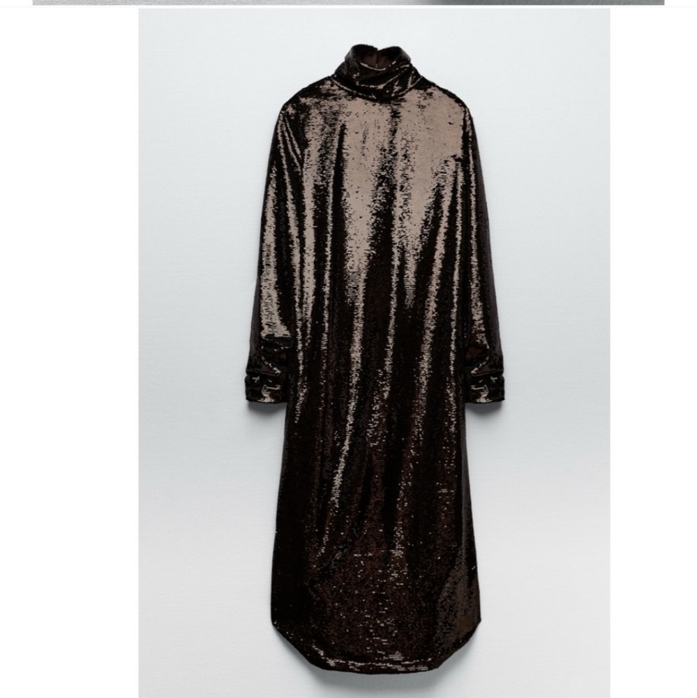 Zara sequin knit dress brown - Picture 8 of 9